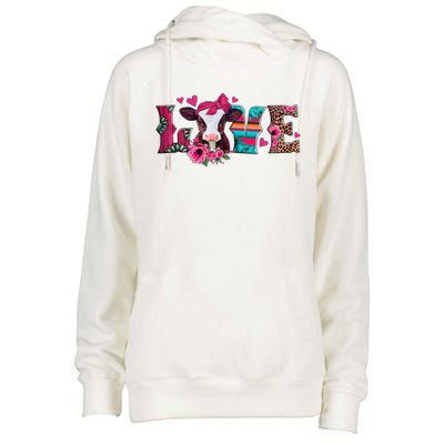 Cute Love Calf Love Cow Western Valentines Day Calf Mom Womens Funnel Neck Pullover Hood