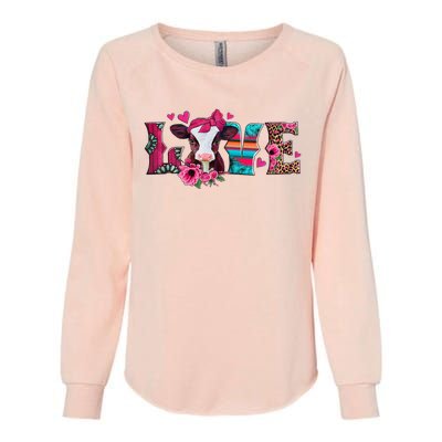 Cute Love Calf Love Cow Western Valentines Day Calf Mom Womens California Wash Sweatshirt