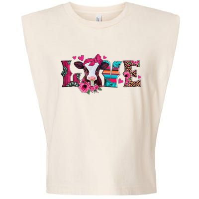 Cute Love Calf Love Cow Western Valentines Day Calf Mom Garment-Dyed Women's Muscle Tee