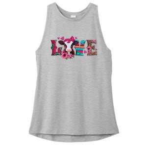 Cute Love Calf Love Cow Western Valentines Day Calf Mom Ladies PosiCharge Tri-Blend Wicking Tank