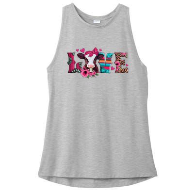 Cute Love Calf Love Cow Western Valentines Day Calf Mom Ladies PosiCharge Tri-Blend Wicking Tank