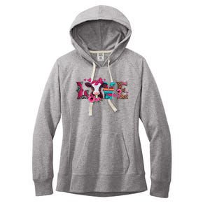 Cute Love Calf Love Cow Western Valentines Day Calf Mom Women's Fleece Hoodie