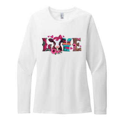 Cute Love Calf Love Cow Western Valentines Day Calf Mom Womens CVC Long Sleeve Shirt