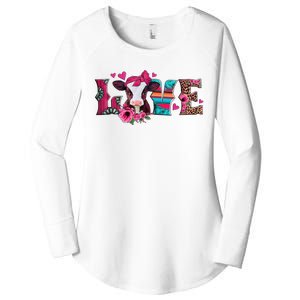 Cute Love Calf Love Cow Western Valentines Day Calf Mom Women's Perfect Tri Tunic Long Sleeve Shirt