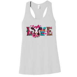 Cute Love Calf Love Cow Western Valentines Day Calf Mom Women's Racerback Tank