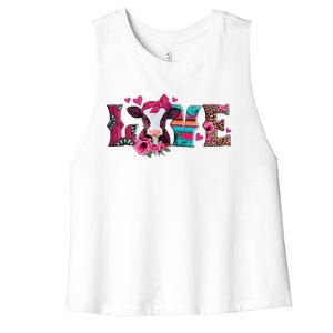 Cute Love Calf Love Cow Western Valentines Day Calf Mom Women's Racerback Cropped Tank