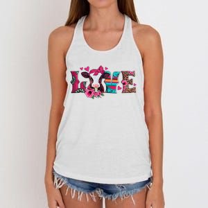 Cute Love Calf Love Cow Western Valentines Day Calf Mom Women's Knotted Racerback Tank