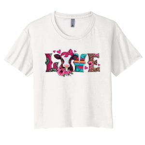 Cute Love Calf Love Cow Western Valentines Day Calf Mom Women's Crop Top Tee