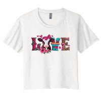 Cute Love Calf Love Cow Western Valentines Day Calf Mom Women's Crop Top Tee