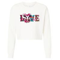 Cute Love Calf Love Cow Western Valentines Day Calf Mom Cropped Pullover Crew