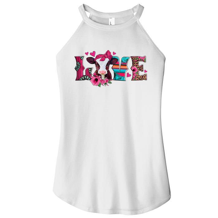 Cute Love Calf Love Cow Western Valentines Day Calf Mom Women's Perfect Tri Rocker Tank