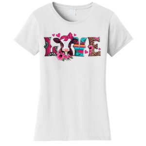 Cute Love Calf Love Cow Western Valentines Day Calf Mom Women's T-Shirt