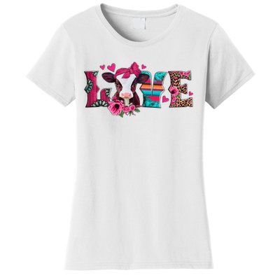 Cute Love Calf Love Cow Western Valentines Day Calf Mom Women's T-Shirt