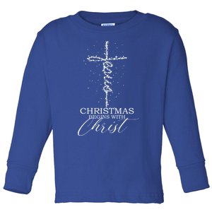 Christian Light Christmas Begins With Christ Jesus Faithful Toddler Long Sleeve Shirt