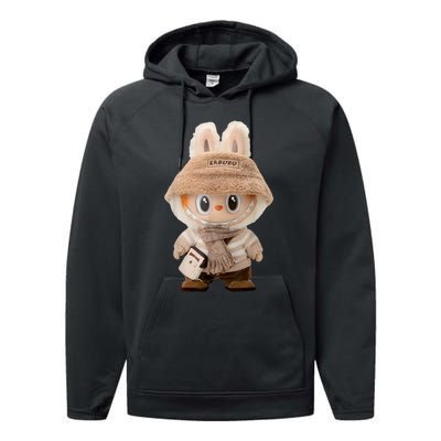 Cute Labubu Classic Pose Fun Labubu Lover Gifts Performance Fleece Hoodie