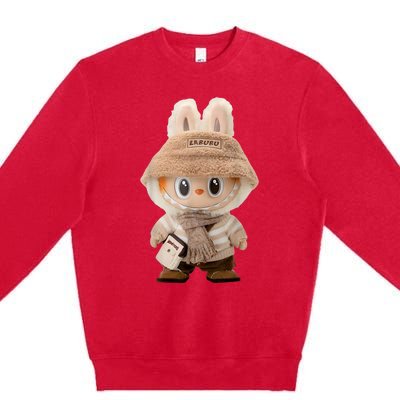 Cute Labubu Classic Pose Fun Labubu Lover Gifts Premium Crewneck Sweatshirt