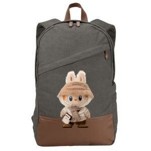 Cute Labubu Classic Pose Fun Labubu Lover Gifts Cotton Canvas Backpack