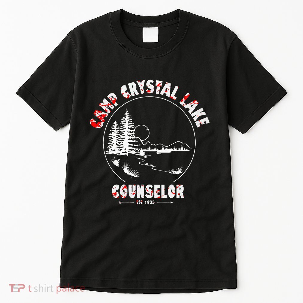 Crystal Lake Camp Counselor Costume Halloween Horror Blood Tall T-Shirt