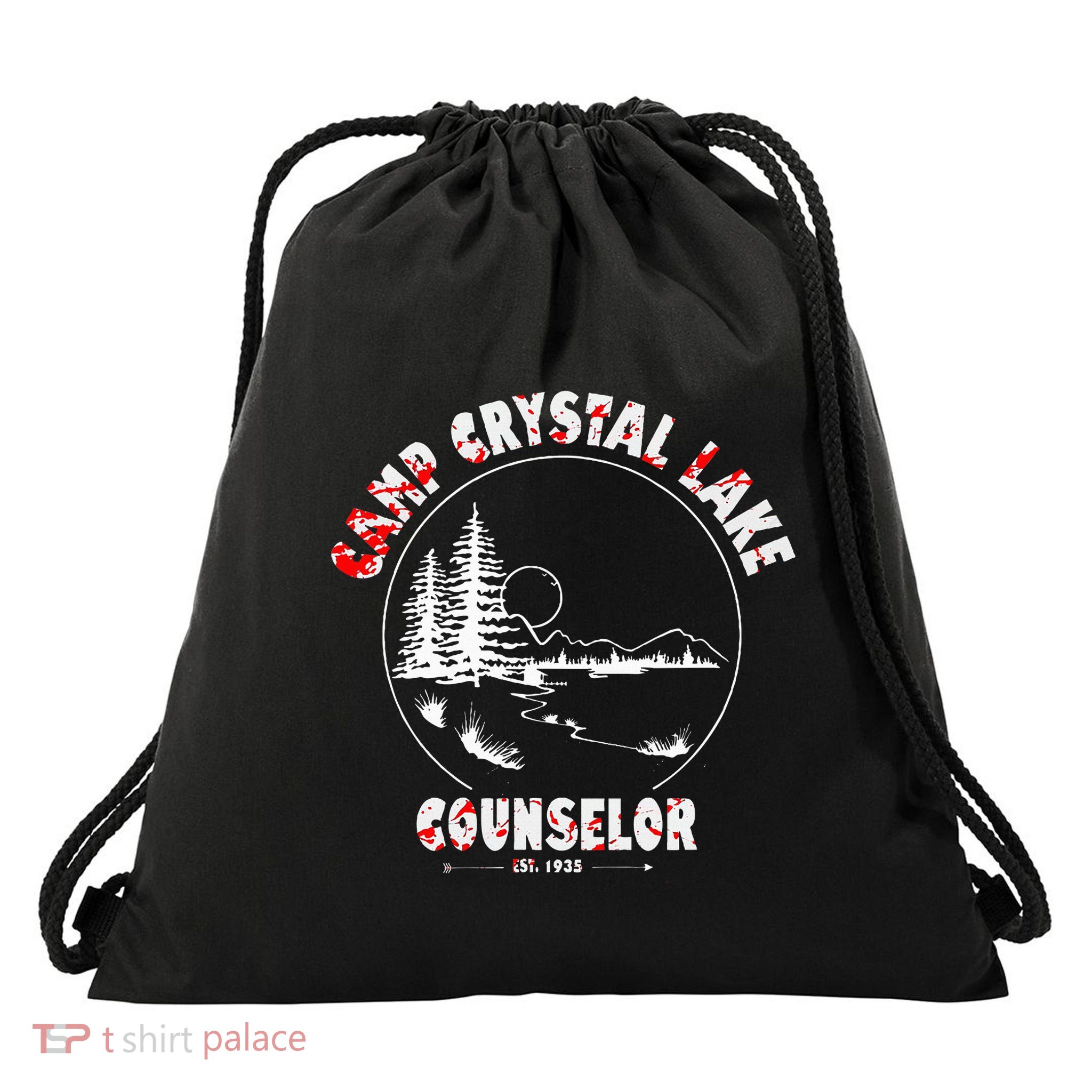 Crystal Lake Camp Counselor Costume Halloween Horror Blood Drawstring Bag