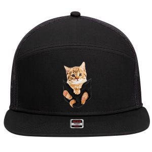 Cat Lover Cat In Pocket Kitten Lover Cute Cat Cat Owner 7 Panel Mesh Trucker Snapback Hat