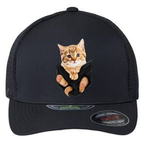 Cat Lover Cat In Pocket Kitten Lover Cute Cat Cat Owner Flexfit Unipanel Trucker Cap