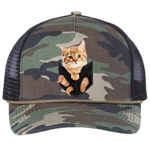 Cat Lover Cat In Pocket Kitten Lover Cute Cat Cat Owner Retro Rope Trucker Hat Cap