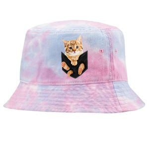 Cat Lover Cat In Pocket Kitten Lover Cute Cat Cat Owner Tie-Dyed Bucket Hat