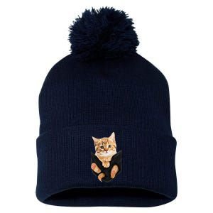 Cat Lover Cat In Pocket Kitten Lover Cute Cat Cat Owner Pom Pom 12in Knit Beanie