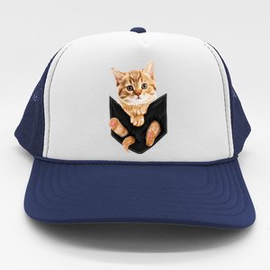 Cat Lover Cat In Pocket Kitten Lover Cute Cat Cat Owner Trucker Hat