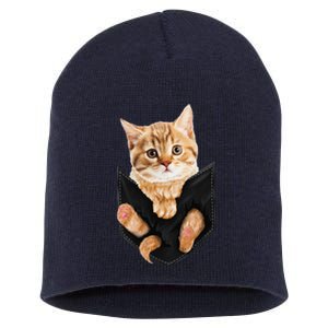 Cat Lover Cat In Pocket Kitten Lover Cute Cat Cat Owner Short Acrylic Beanie