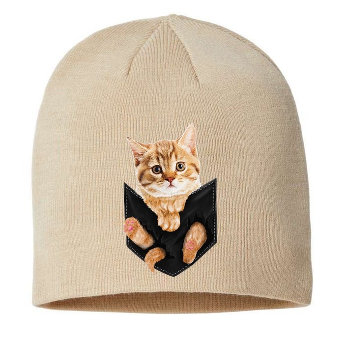 Cat Lover Cat In Pocket Kitten Lover Cute Cat Cat Owner Sustainable Beanie