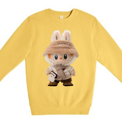 Cute Labubu Classic Pose Fun Labubu Lover Gifts Premium Crewneck Sweatshirt