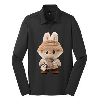 Cute Labubu Classic Pose Fun Labubu Lover Gifts Silk Touch Performance Long Sleeve Polo