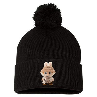 Cute Labubu Classic Pose Fun Labubu Lover Gifts Pom Pom 12in Knit Beanie