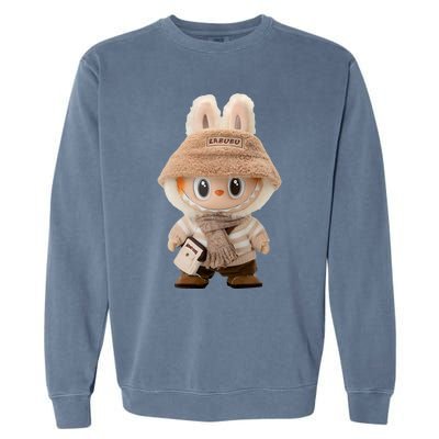 Cute Labubu Classic Pose Fun Labubu Lover Gifts Garment-Dyed Sweatshirt