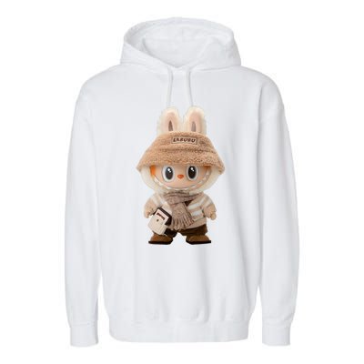 Cute Labubu Classic Pose Fun Labubu Lover Gifts Garment-Dyed Fleece Hoodie