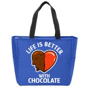 Chocolate Lover Cute Quote Life With Chocolate Gift Zip Tote Bag