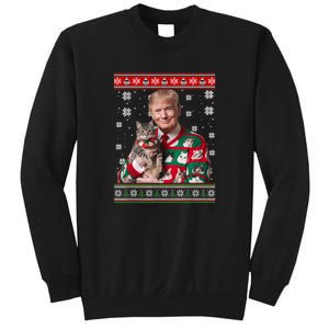 Cat Lover Christmas Funny Trump Ugly Sweater Xmas Pajamas Sweatshirt Sweatshirt