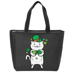 Cat Leprechaun Cat Lover Shamrock St Patrick's Day Zip Tote Bag