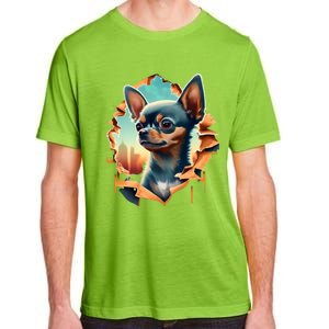 Chihuahua Lover Cute Puppy Peeking Through Cloth Deer Head Gift Adult ChromaSoft Performance T-Shirt