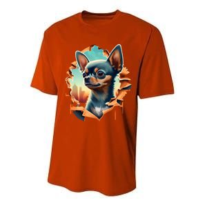 Chihuahua Lover Cute Puppy Peeking Through Cloth Deer Head Gift Performance Sprint T-Shirt