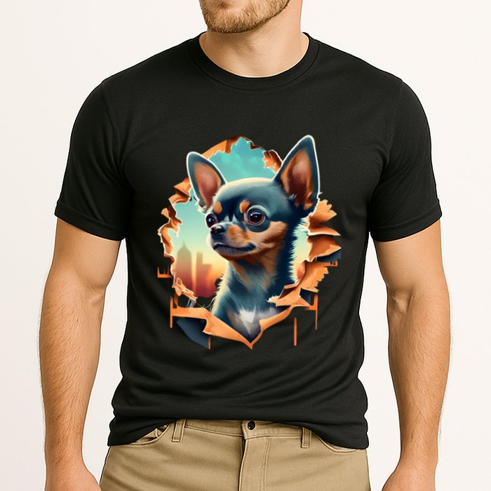 Chihuahua Lover Cute Puppy Peeking Through Cloth Deer Head Gift Cooling Performance Crew T-Shirt