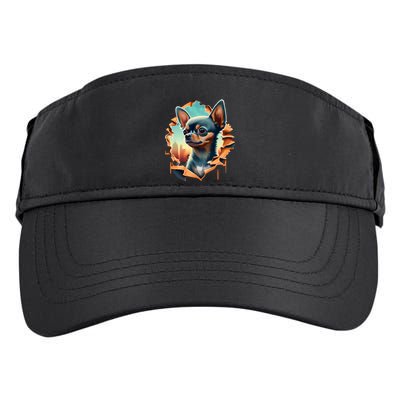Chihuahua Lover Cute Puppy Peeking Through Cloth Deer Head Gift Adult Drive Performance Visor
