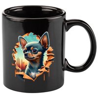 Chihuahua Lover Cute Puppy Peeking Through Cloth Deer Head Gift 11oz C Handle Ceramic Mug