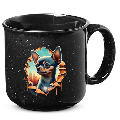 Chihuahua Lover Cute Puppy Peeking Through Cloth Deer Head Gift 15oz Campfire Ceramic Mug