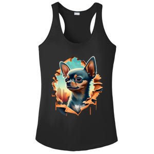 Chihuahua Lover Cute Puppy Peeking Through Cloth Deer Head Gift Ladies PosiCharge Competitor Racerback Tank