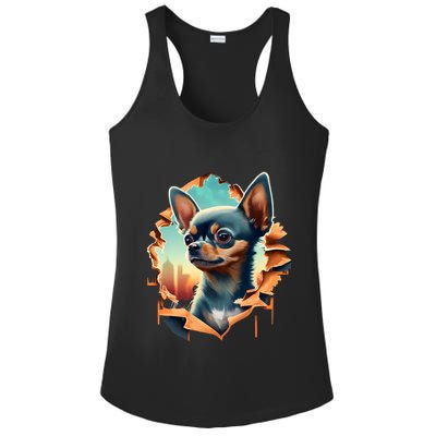 Chihuahua Lover Cute Puppy Peeking Through Cloth Deer Head Gift Ladies PosiCharge Competitor Racerback Tank
