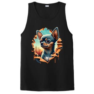 Chihuahua Lover Cute Puppy Peeking Through Cloth Deer Head Gift PosiCharge Competitor Tank