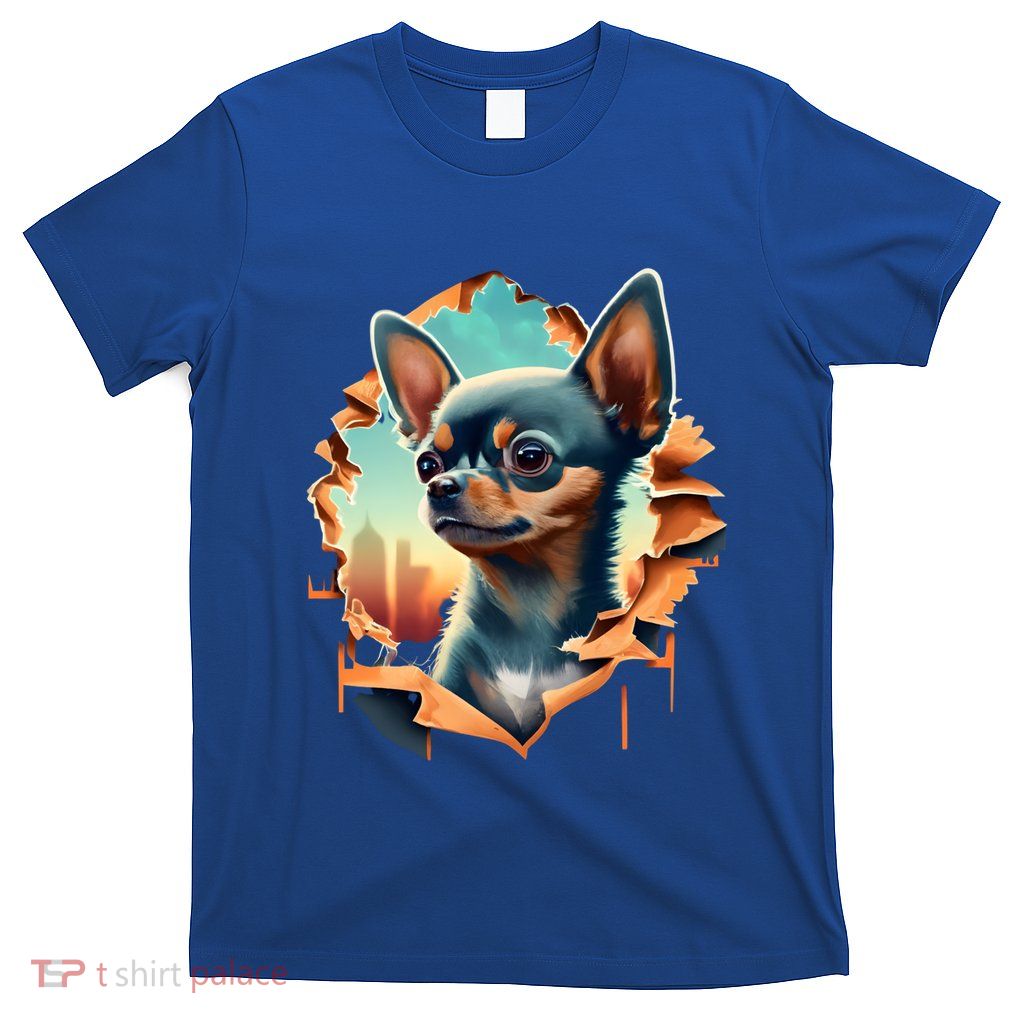 Chihuahua Lover Cute Puppy Peeking Through Cloth Deer Head Gift T-Shirt