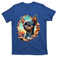 Chihuahua Lover Cute Puppy Peeking Through Cloth Deer Head Gift T-Shirt